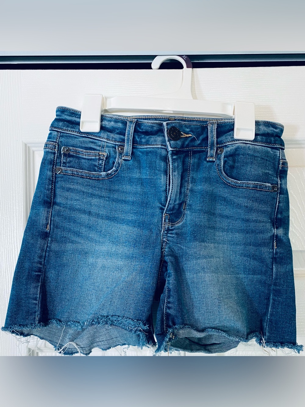 American Eagle Outfitters Medium Blue Denim Shorts with Frayed Hem